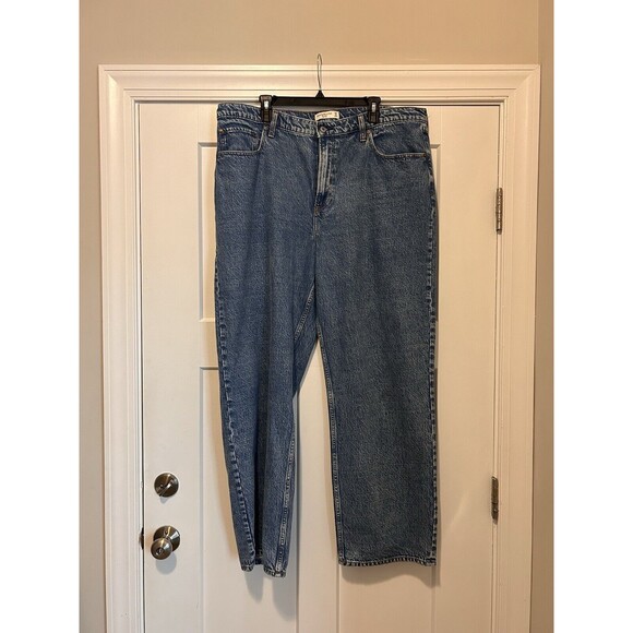 Abercrombie & Fitch Jeans Women The Loose High Rise Blue Denim Size 34/18L Plus - Picture 2 of 4